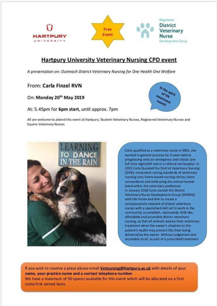 dvnhub Hartpury University The District Veterinary Nurse For